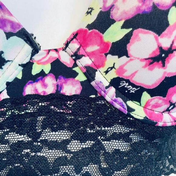 Victorias Secret PINK Floral Bustier Bra 34C Black - Picture 2 of 10